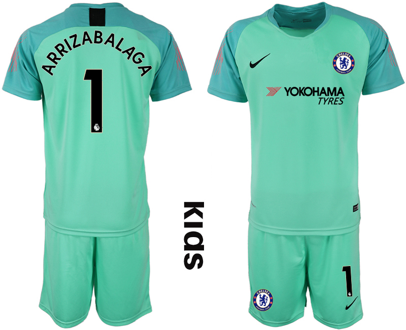 2018_2019 Club Chelsea green Youth goalkeeper #1 soccer jerseys->youth soccer jersey->Youth Jersey
